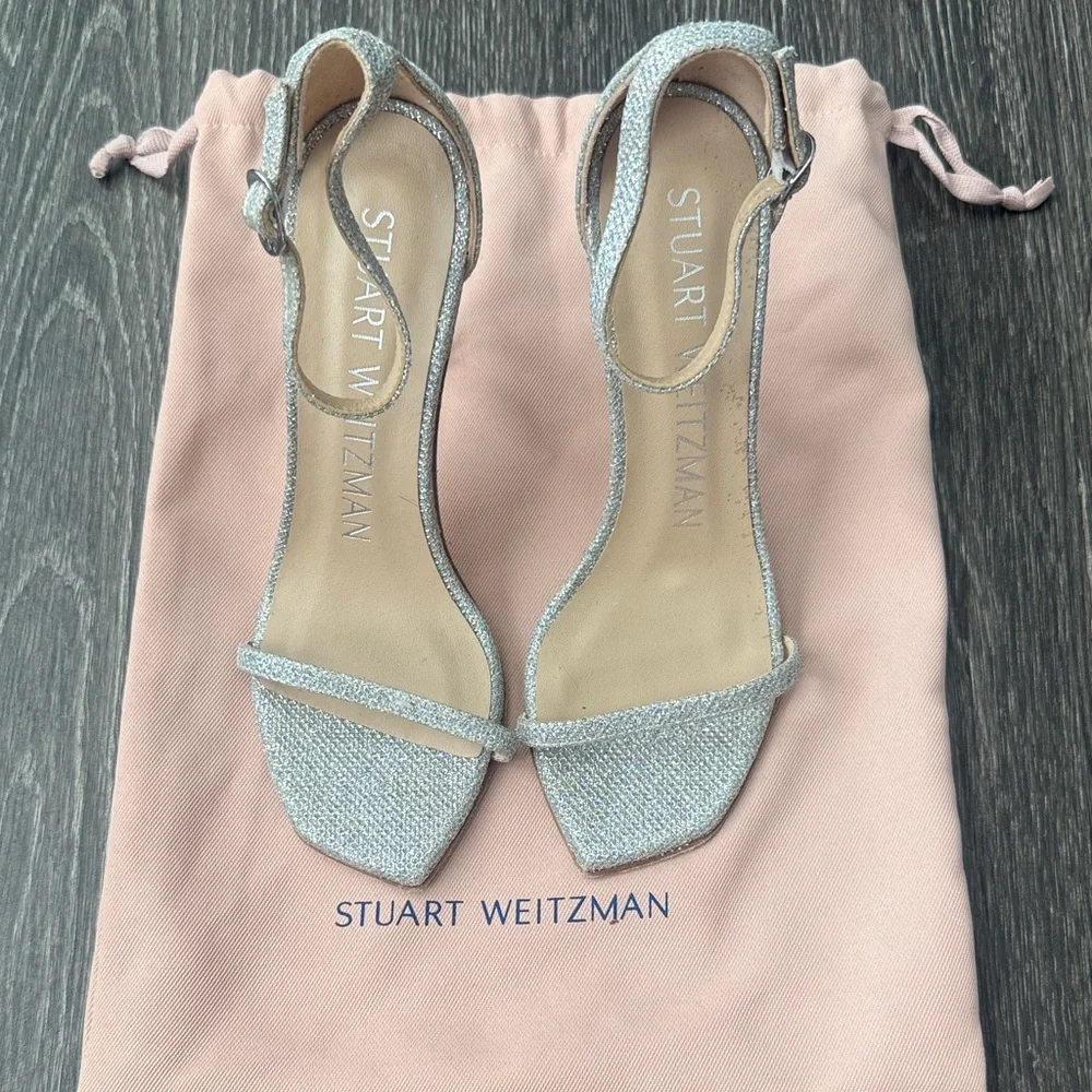 Stuart Weitzman Nudist Curve 75 Crystal Sandals Sz 5.5 - Picture 1 of 10